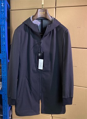 春秋男士连帽f风衣中长款黑色休闲大衣高档防风防水外套上衣帅C54