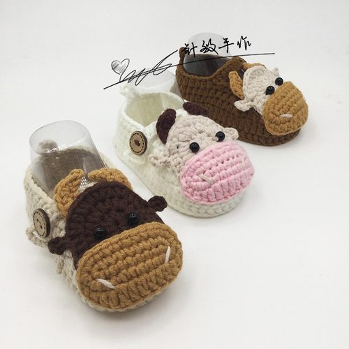 牛宝宝新生儿毛线鞋宝宝编织鞋手工勾线织宝宝鞋婴儿毛线鞋软底鞋