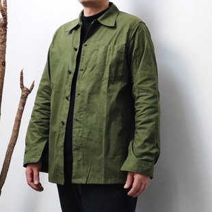 78两用长袖衬衣的确良男士翻领绿色衬衫秋季休闲通勤宽松工装