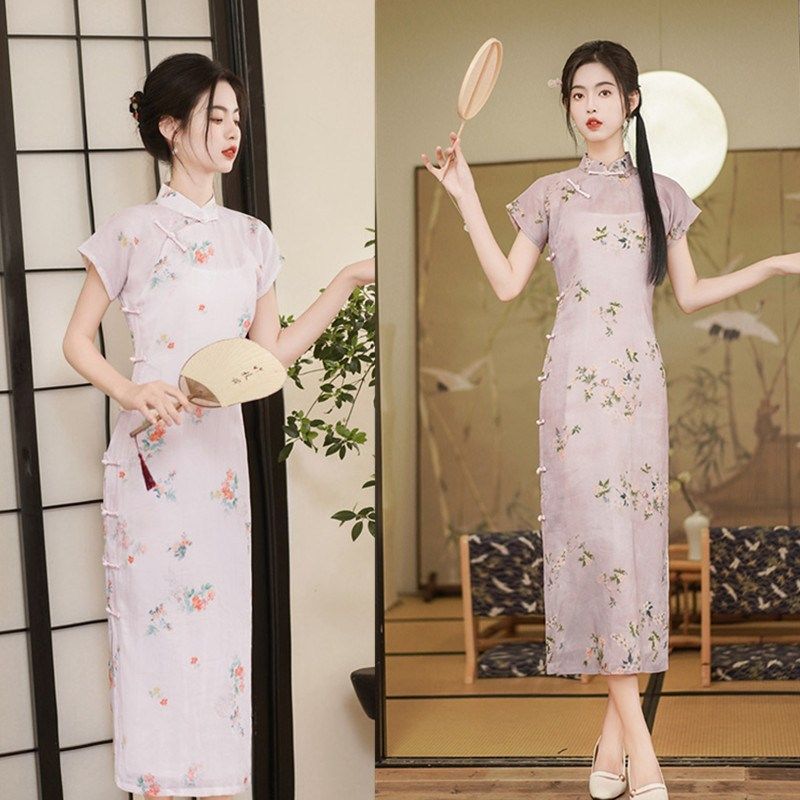 粉色旗袍2025新款年轻款少女气质新中式小个子改良日常连衣裙夏季,女装/女士精品,旗袍,淘宝优惠券,粉丝福利购,淘宝优惠卷