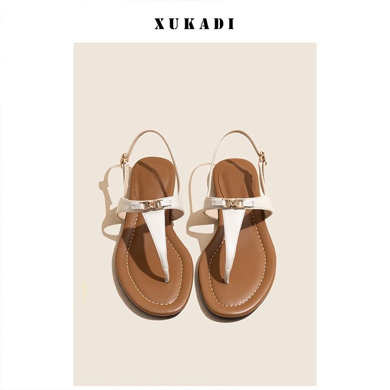 2024夏季e新款设计感夹趾沙滩凉鞋女时尚外穿度假风平底休闲人字,女鞋,一字带凉鞋,淘宝优惠券,粉丝福利购,淘宝优惠卷