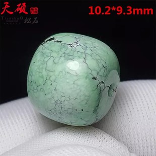 10.2mm菜籽黄绿松石桶珠散珠原矿E纯天然无优化手串项链锁骨链配