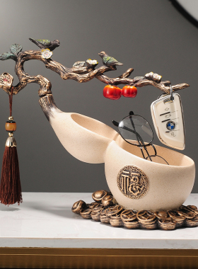 新中式事事如意葫芦钥匙收纳摆件客厅入户门口鞋柜玄关高档装饰品