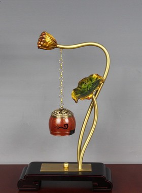 全铜荷塘月色音乐香炉办公室悬挂中式铜摆件铜香炉家居铜工艺品