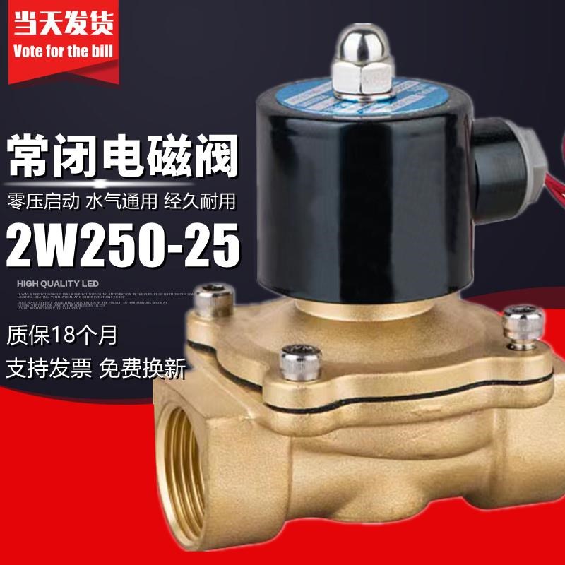 常闭电磁阀水阀气阀2W250-25控制阀DN25G开关阀1寸电磁阀 220V 24