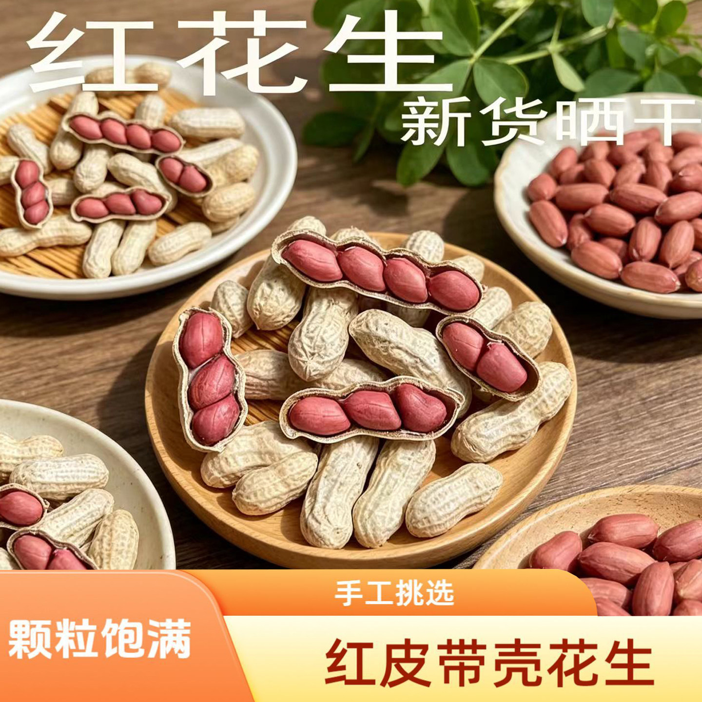 红花生带壳生花生带壳晒干农家新货颗粒饱满香甜广东红皮花生直发