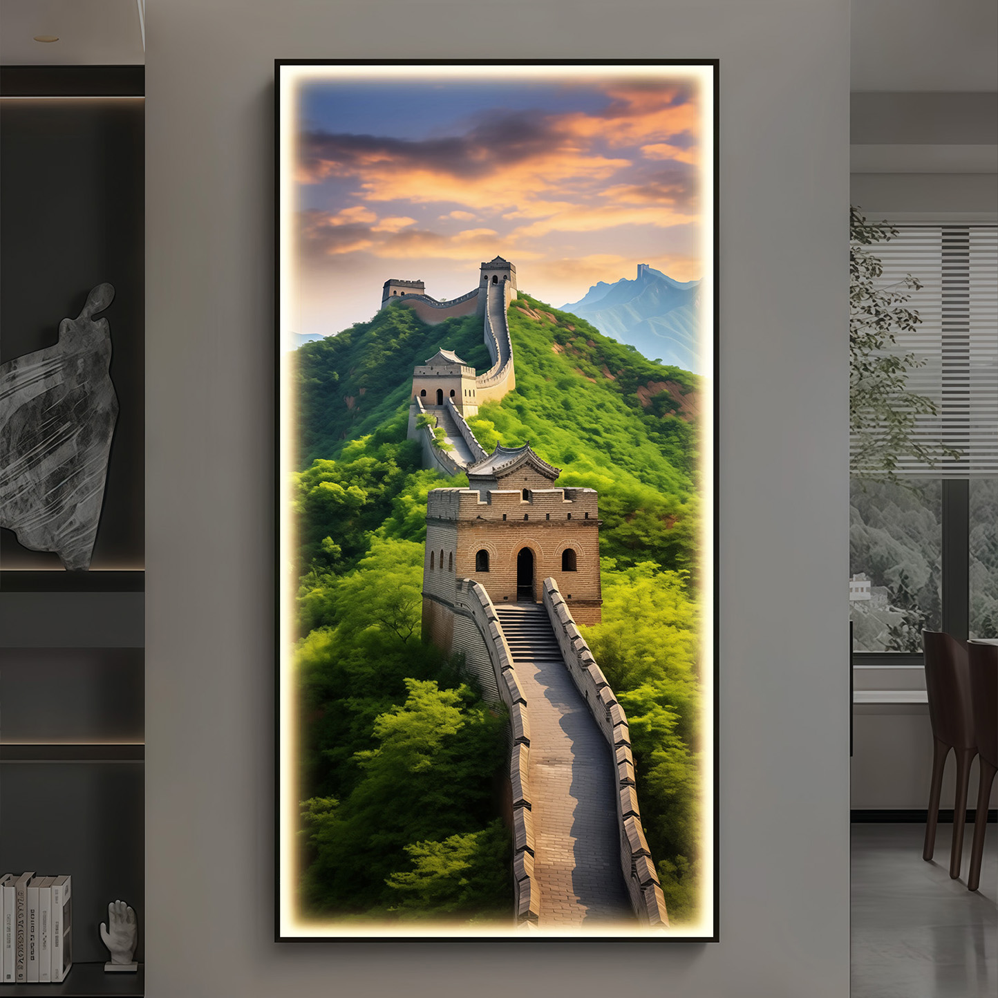 万里长城高级大气客厅装饰画新中式建筑风景书房墙酒店别墅墙壁画图片