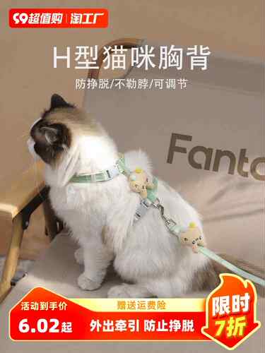 网红猫咪牵引绳外出专用防挣脱遛猫绳溜猫狗狗链子宠物胸背猫链子