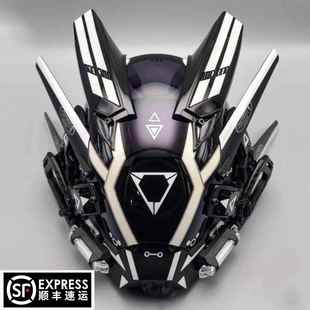 赛博朋克面具铁血战士头盔cosplay机械战术面罩发光全脸防毒面具