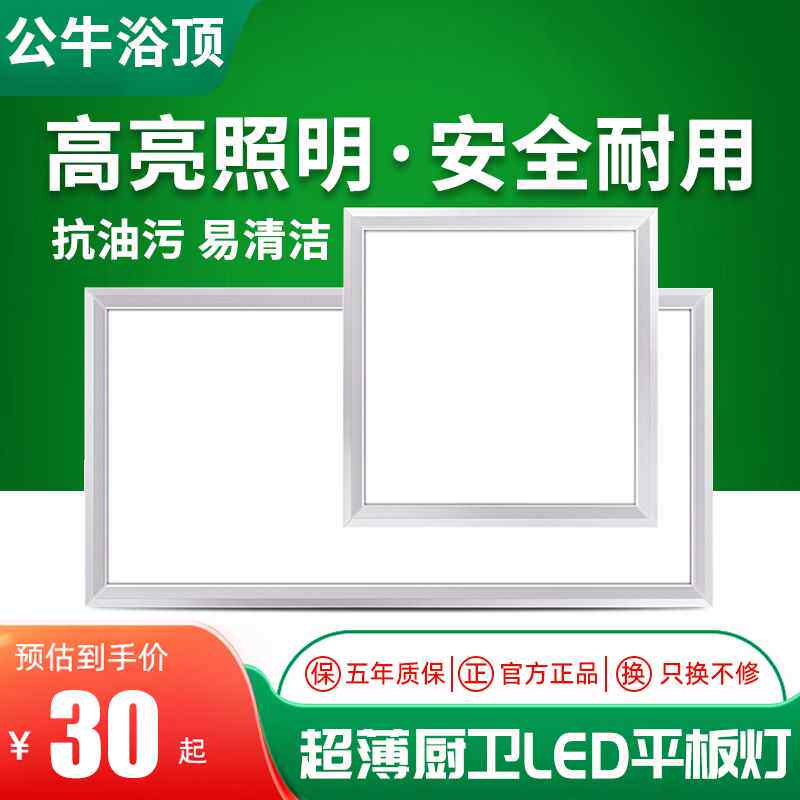 集成吊顶led灯厨房卫生间灯铝扣板嵌入式30x30x600平板灯