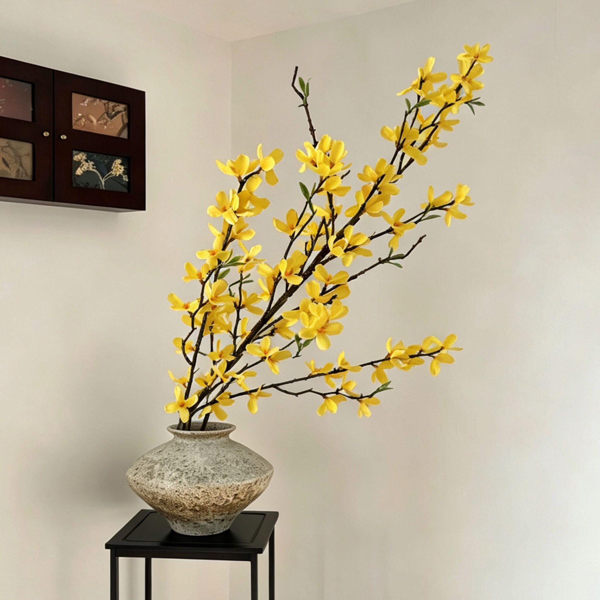 仿真单支串串金叉迎春花