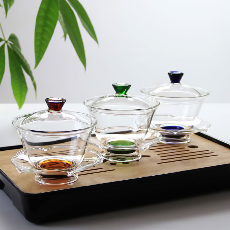 加厚玻璃功夫茶盖碗泡子图片