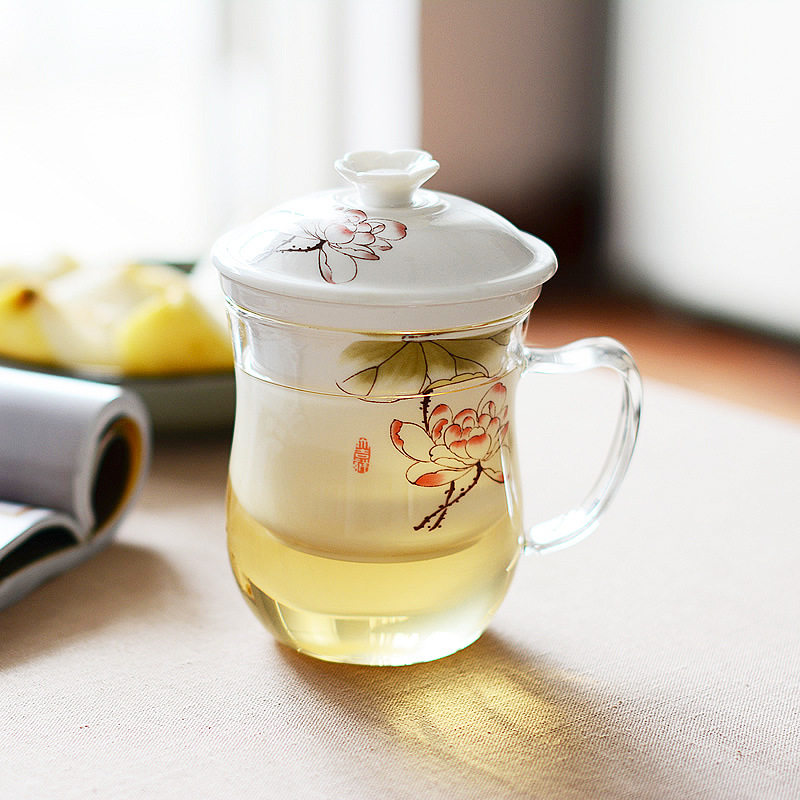 源头厂家花茶杯加厚玻