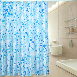 动动手加厚浴帘套装免打孔防水防霉帘子布卫生间挂帘浴室门隔断帘