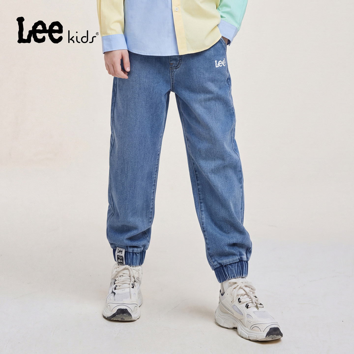 Lee kids官方正品儿童百搭简约牛仔裤柔软耐磨长裤萝卜裤男童女童