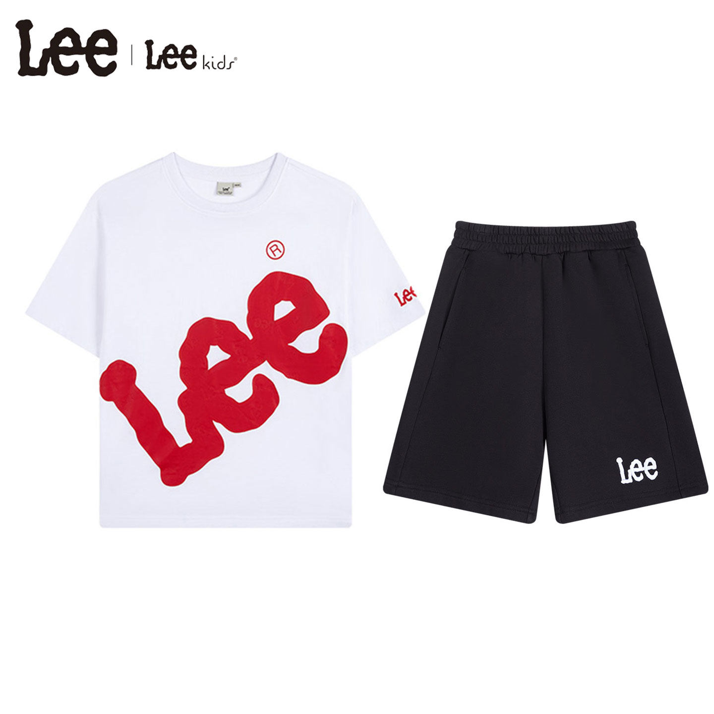 Lee kids儿童短袖T恤短裤套装2件套夏季休闲运动舒适透气男童女童图片