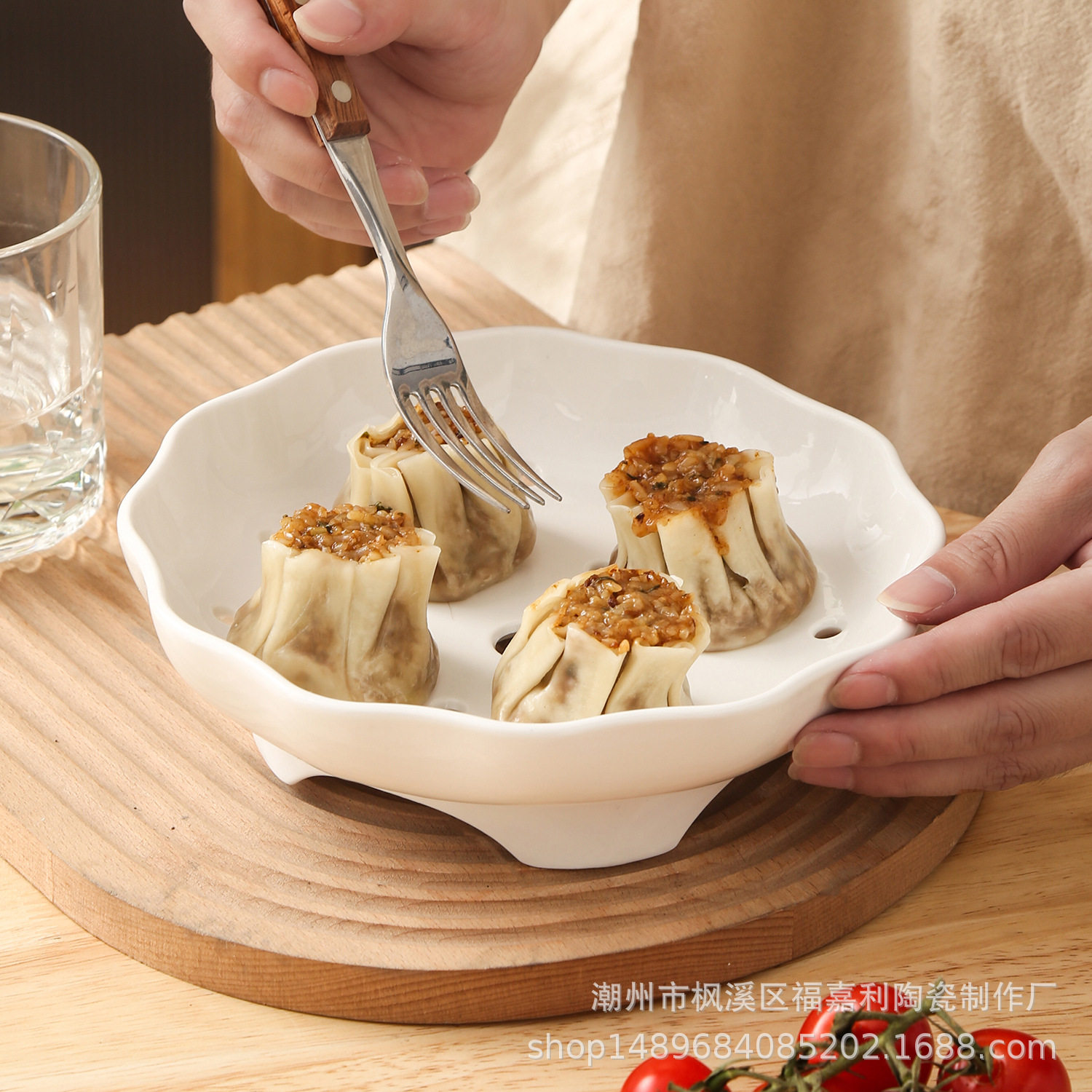陶瓷高脚免托蒸盘饺子蒸