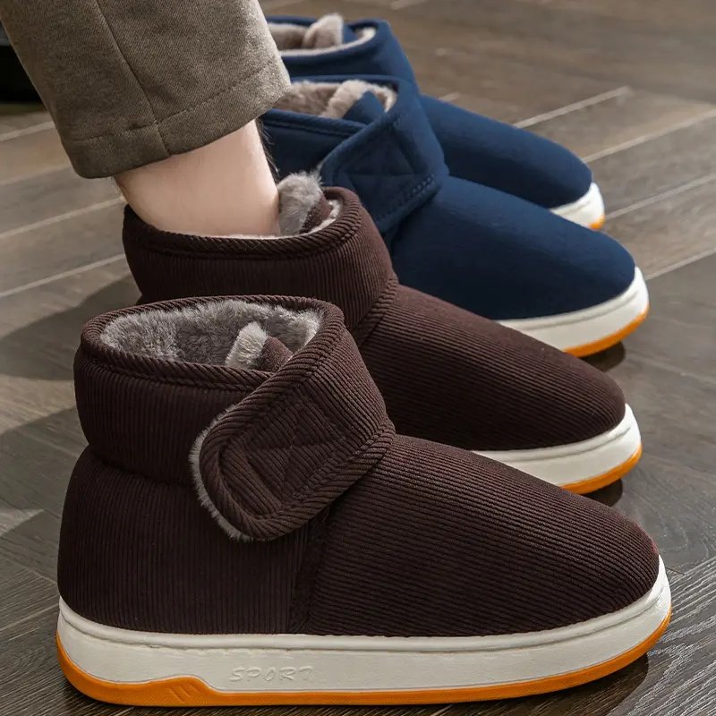 棉鞋男款冬季厚底室内家居加绒保暖中老年防滑老人包跟棉拖鞋男士