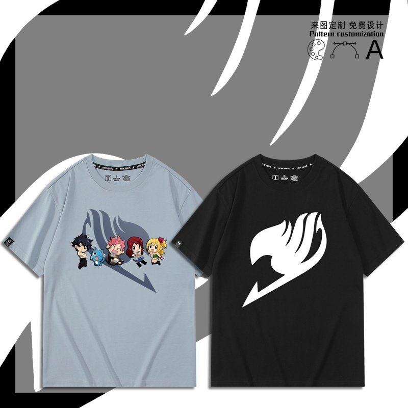 fairytail妖精的尾巴短袖露西纳兹哈比夏季衣服男动漫周边联名t恤