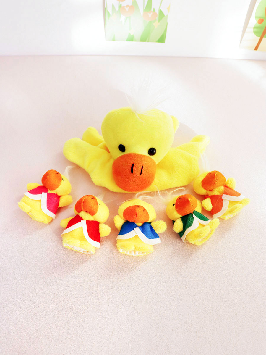 五只鸭子手偶玩具绘本教具