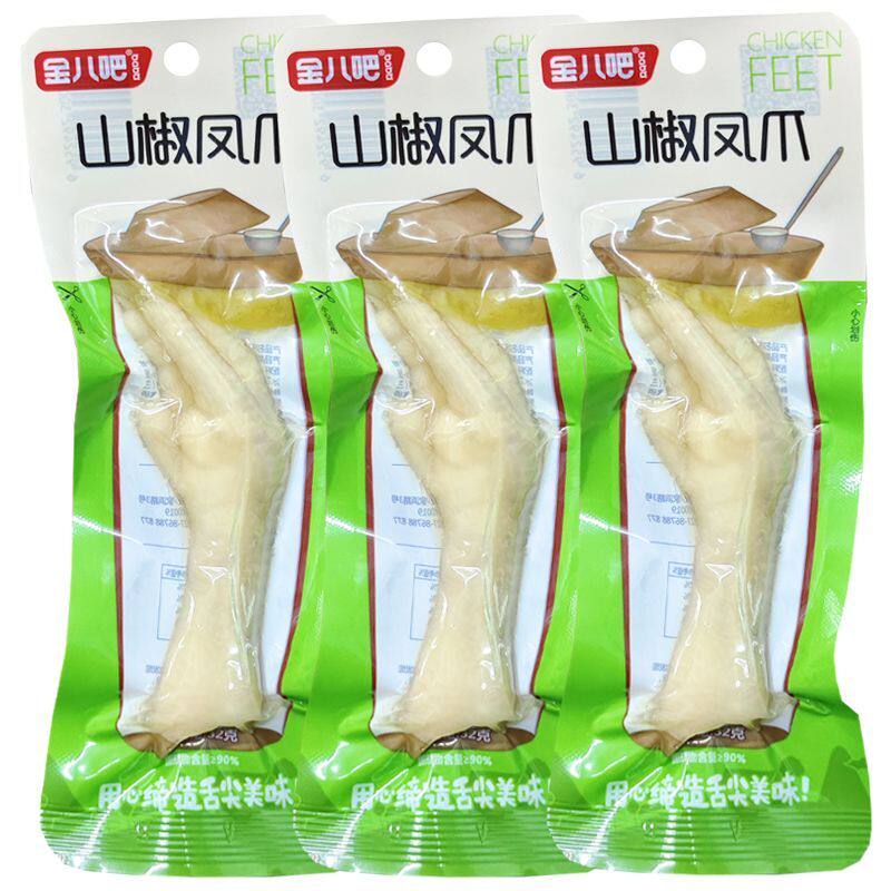 金八吧山椒凤爪泡椒鸡爪32g整箱真空小包装单个重庆风味零食小吃