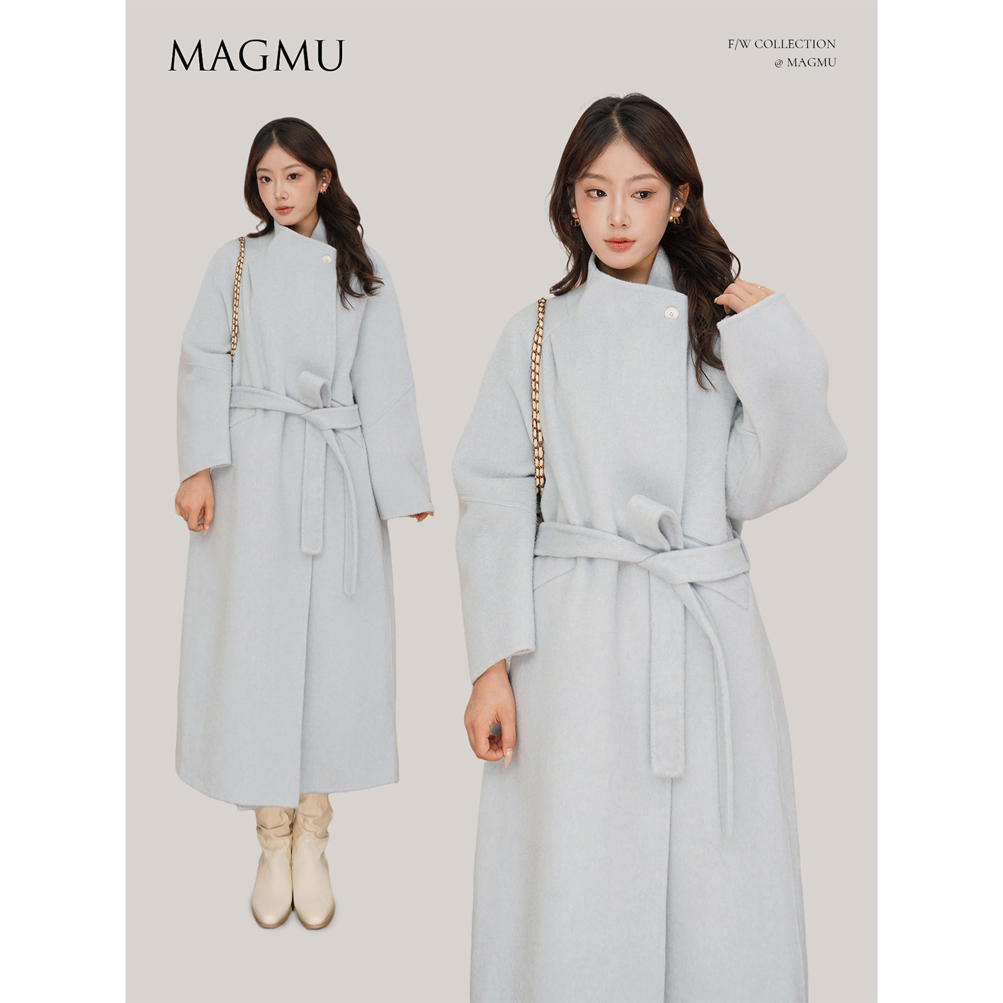 麦格牧【砚冰】羊毛双面呢大衣女中长款山羊绒外套25年秋冬新款,女装/女士精品,毛呢外套,淘宝优惠券,粉丝福利购,淘宝优惠卷