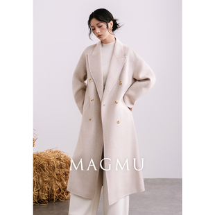 山羊绒外套25年秋冬新款 羊毛双面呢大衣女中长款 弥川 麦格牧