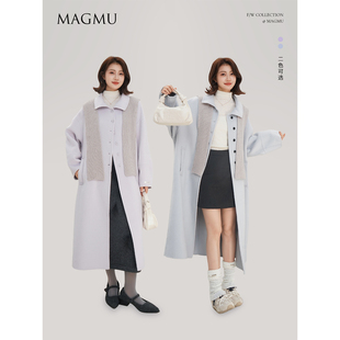 麦格牧【奶昔】100%绵羊毛 双面呢大衣小个子秋冬中长款毛呢外套