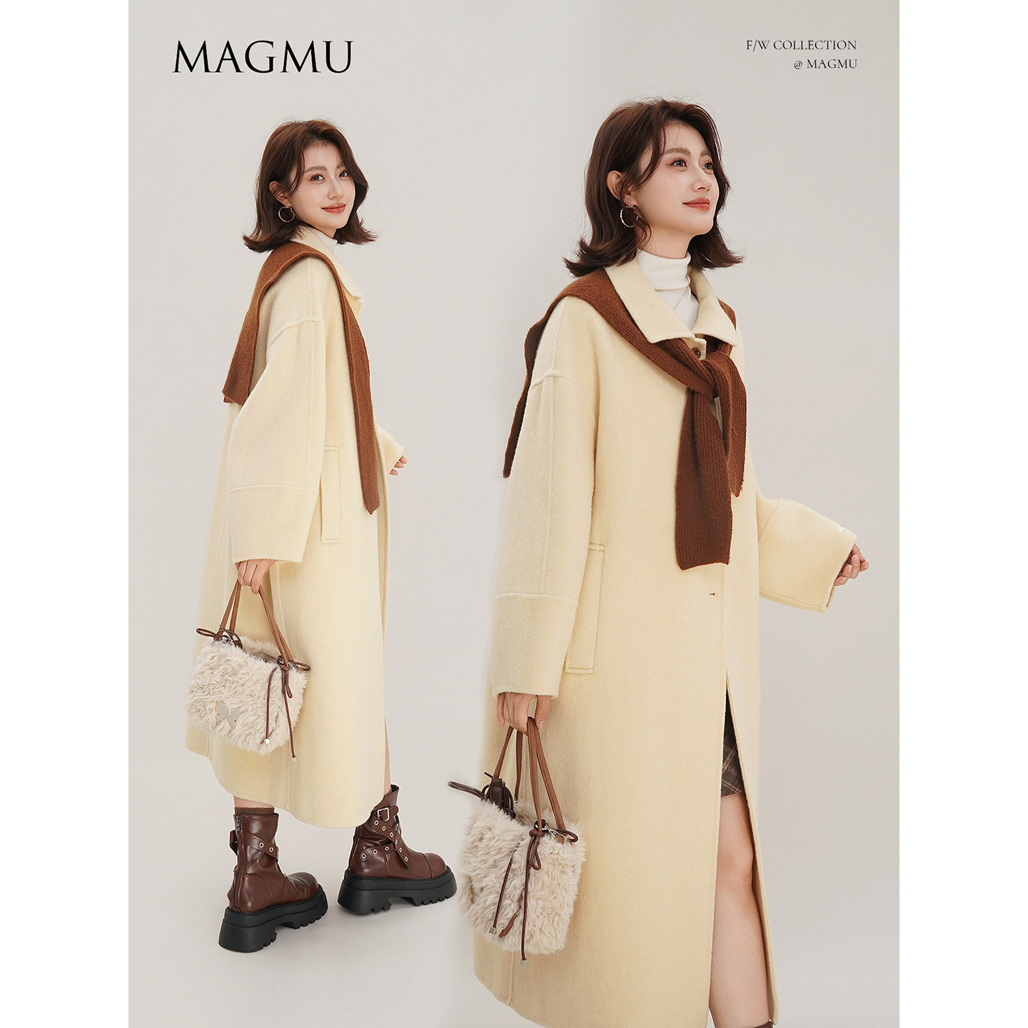 麦格牧【奶昔】100%绵羊毛 双面呢大衣小个子秋冬中长款毛呢外套,女装/女士精品,毛呢外套,淘宝优惠券,粉丝福利购,淘宝优惠卷