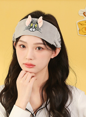 猫和老鼠正版加宽束发带洗脸头带厚化妆卸妆发套女珊瑚绒月子头巾
