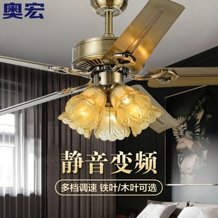 铁叶吊扇灯工业复古木叶电扇灯欧风扇吊灯式客厅吊灯卧室餐厅美式