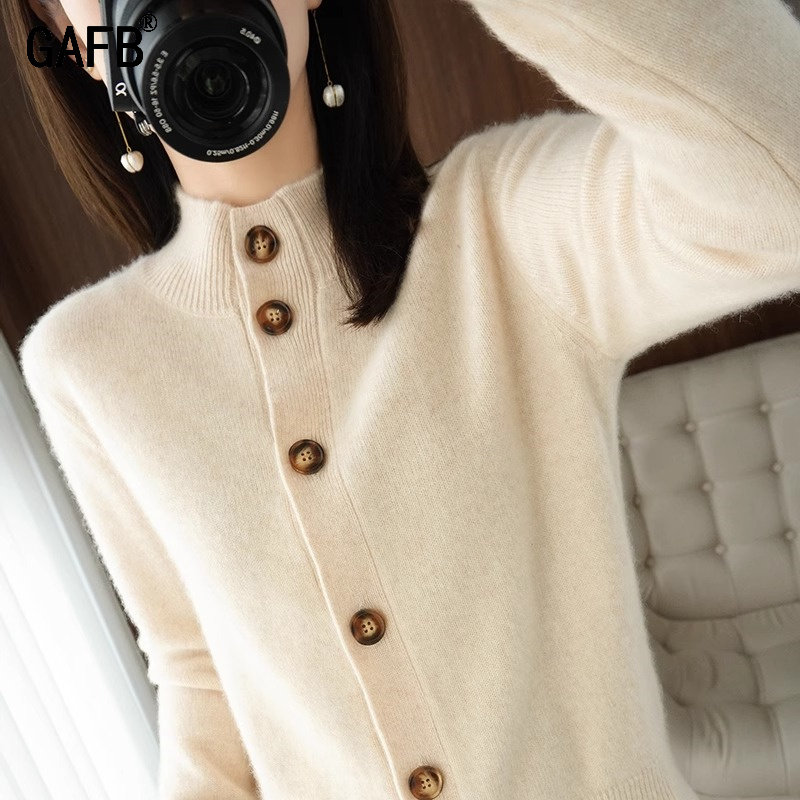 针织衫女开衫2025春秋季新款半高领修身纯色休闲百搭纽扣毛衣外套,女装/女士精品,毛针织衫,淘宝优惠券,粉丝福利购,淘宝优惠卷