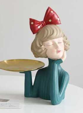 北欧现代创意客厅钥匙收纳小猴子托盘摆件样板玄关桌面香薰盘装饰