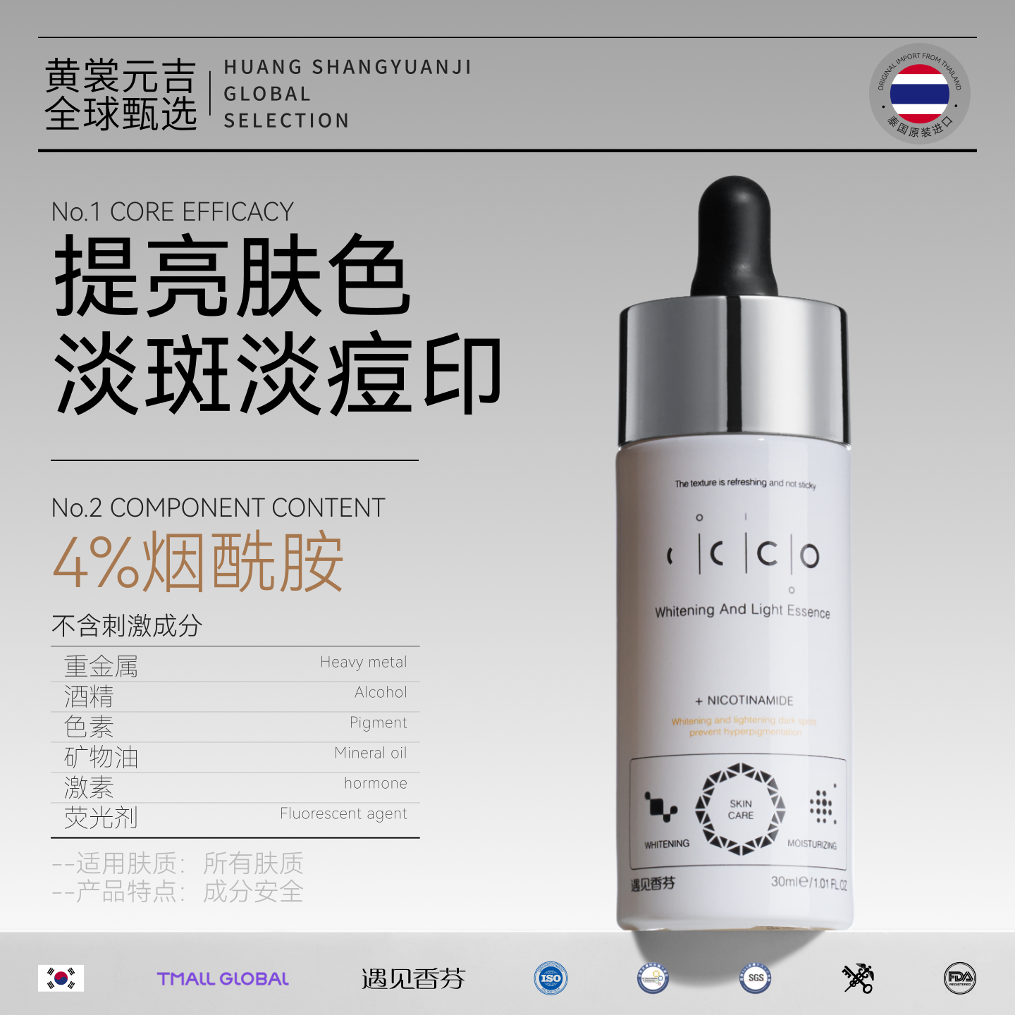 泰国原装进口遇见香芬美白淡斑精华液烟酰胺面部抗氧化去黄提亮