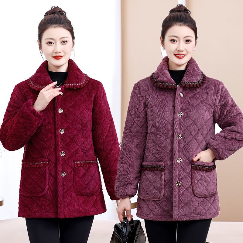 四川省服加绒新款棉衣罩衣保暖安哥拉红冬季洋气棉袄女士棉服加厚