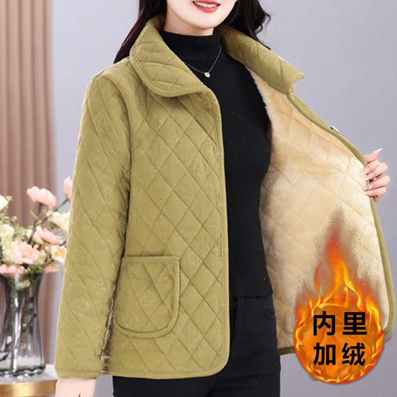 四川省服妈妈冬季加厚棉衣新款洋气宽松翻领女加绒罩衣中老年棉服