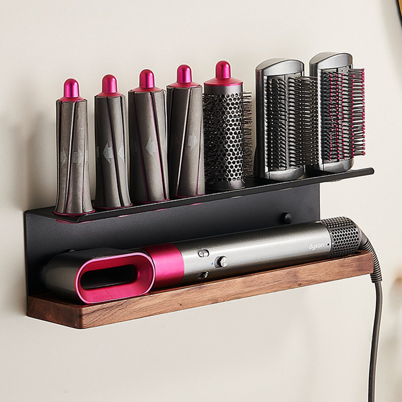 适配戴森卷发棒支架挂架浴室收纳造型美发器胡桃木置物架支架
