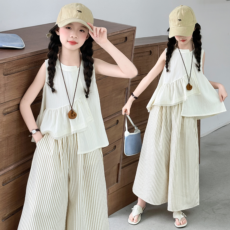 女童套装时髦潮范超美服装森系潮酷儿童舒服古风潮服国风新品改良