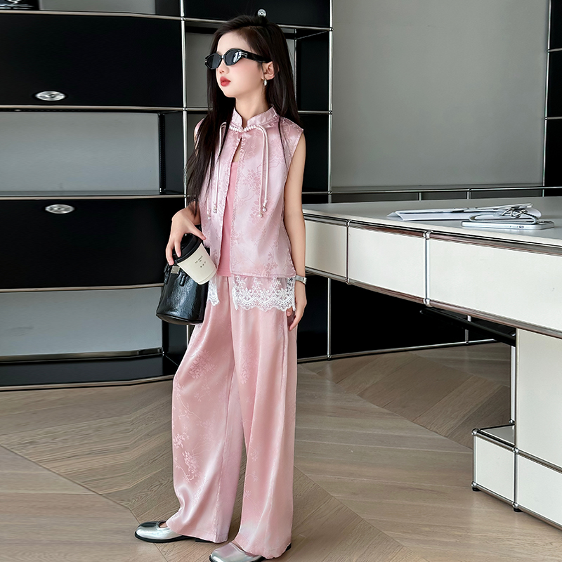 中大童套装女童夏外穿服饰童装夏装夏新新品潮宝时尚复古时髦改良