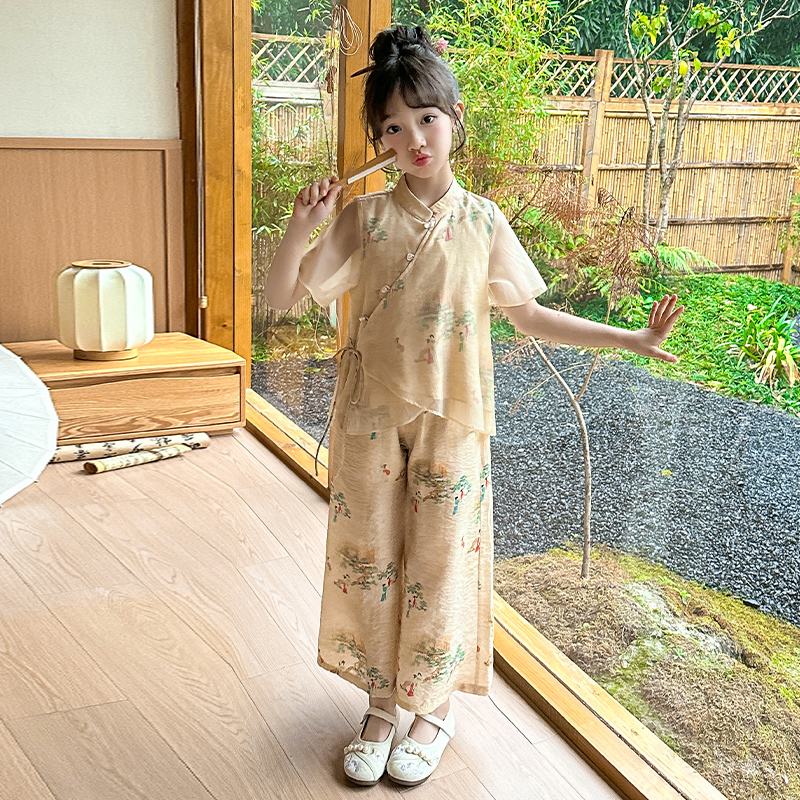 儿童国风套装女潮酷潮范穿搭流行高级感衣服简约国学百搭国潮女孩