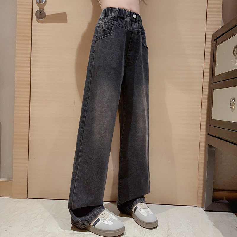 女孩阔腿牛仔裤女生早秋时尚裤百搭超酷超好看衣服破洞初秋流行