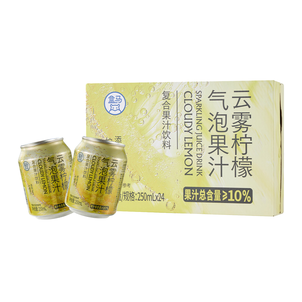 盒马 云雾柠檬气泡果汁 250ml*24罐