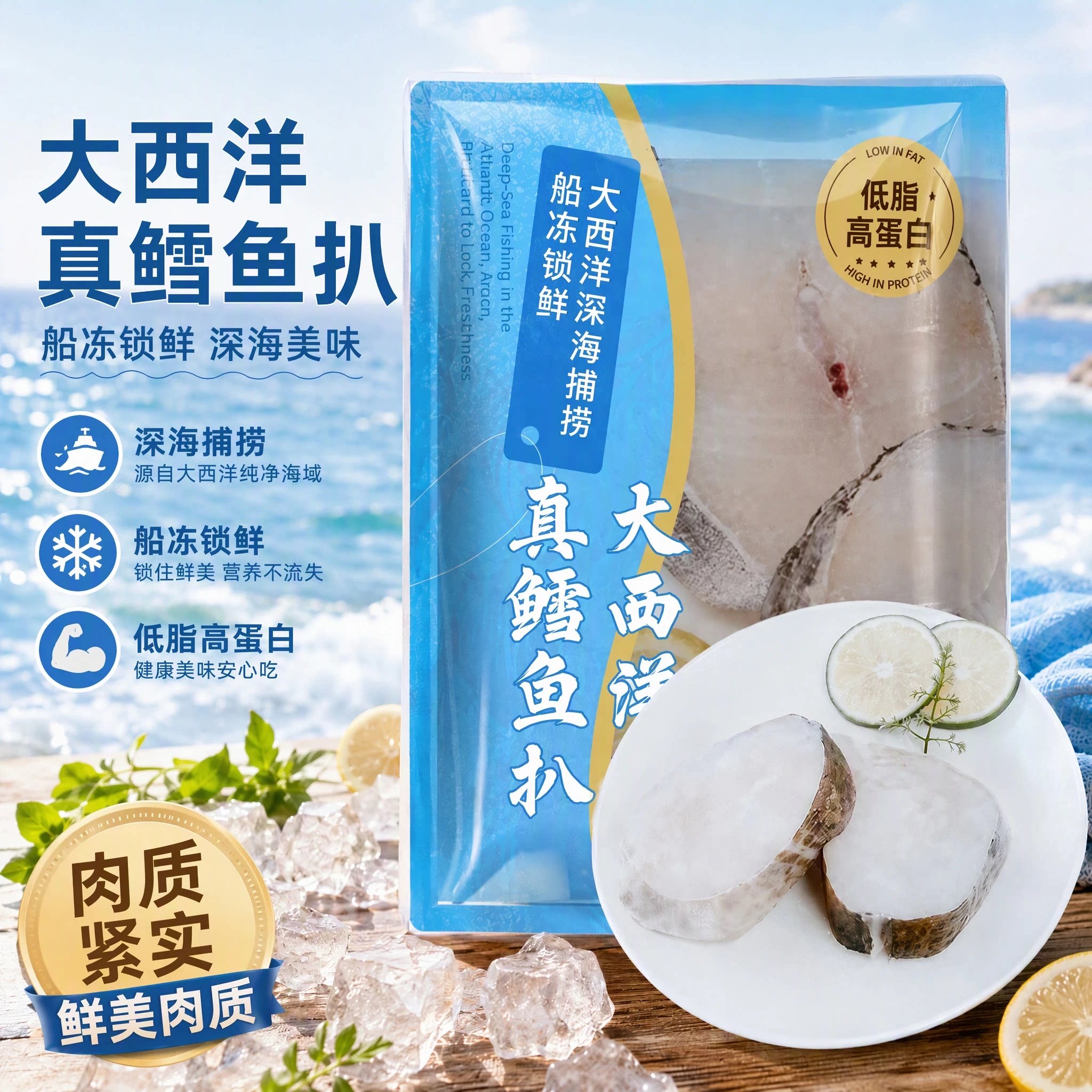 原切大西洋真鳕鱼扒 1kg深海捕捞