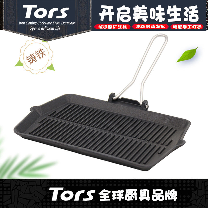 木柄家用铸铁牛排煎盘无