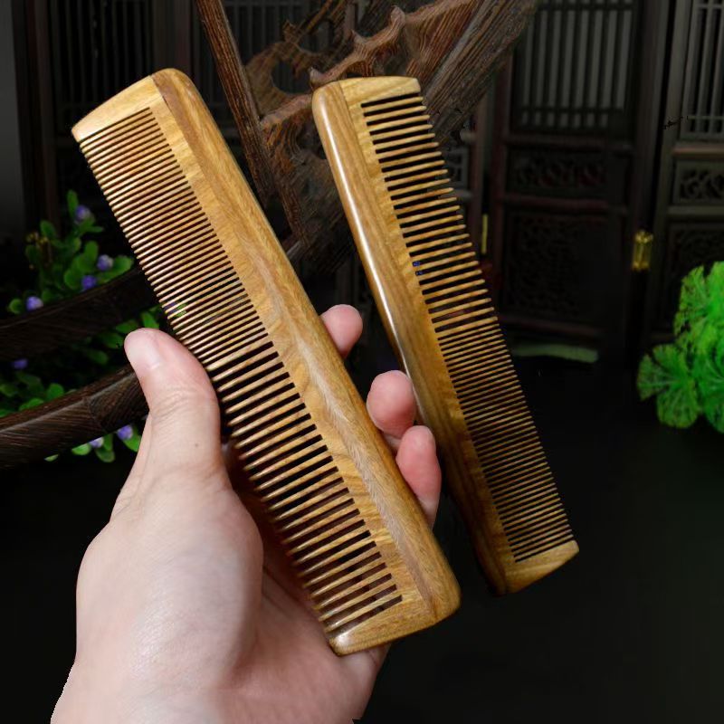 绿檀木梳子密齿直发梳扎
