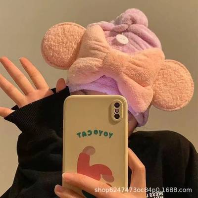 可爱干发帽大蝴蝶结公主风家用加厚超强吸水浴帽学生高颜值包头巾