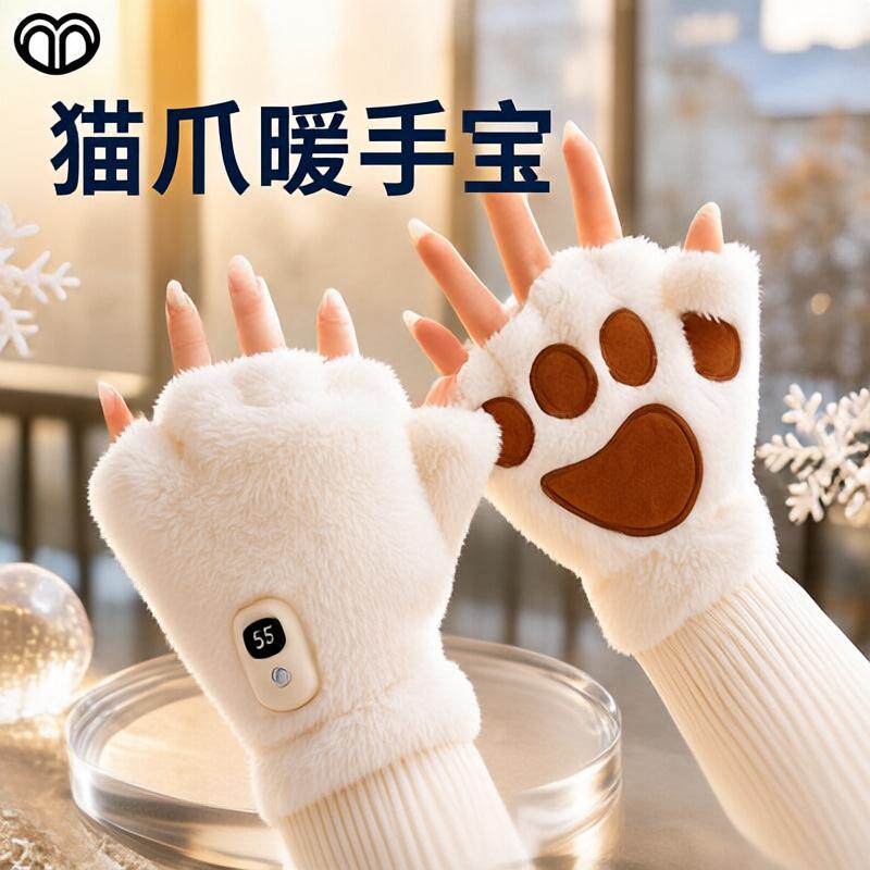 冬季新款猫爪暖手宝USB充电发热
