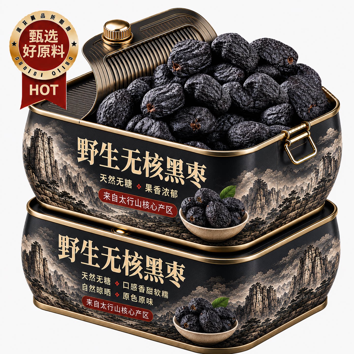 野生特级无核黑枣正品官方旗舰店无添加剂太行山黑枣小柿子大乌枣