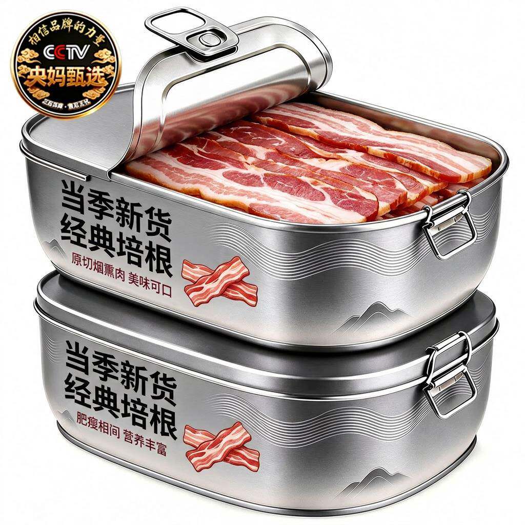 天猫甄选培根儿童无添加原切肉片三明治手抓饼专注儿童营养早餐图片
