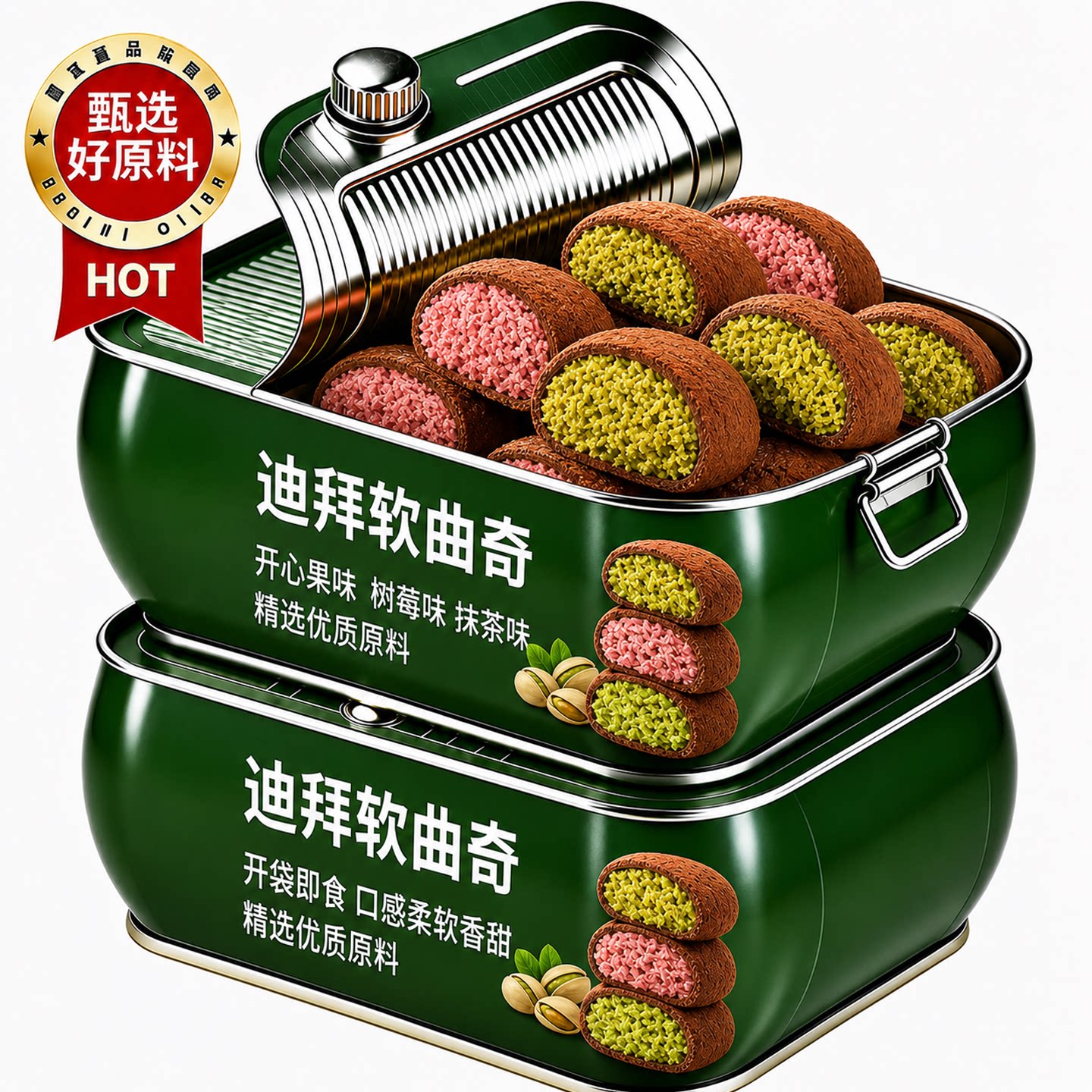 迪拜巧克力软曲奇旗舰店网红零食开心果夹心黑巧糕点（代可可脂）
